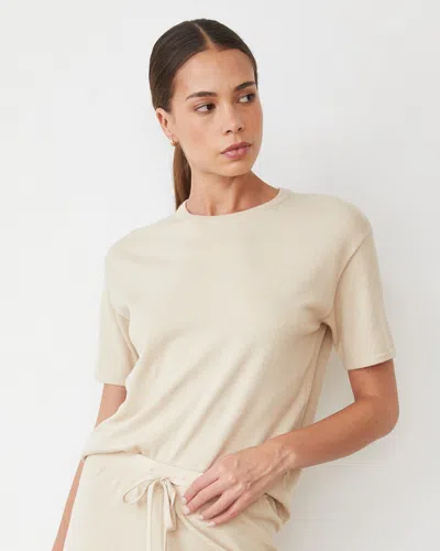Monrow Light Soft Knit Basic Tee In Sand