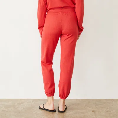 Monrow Light Soft Knit Contrast Stitch Vintage Sweat In Cherry