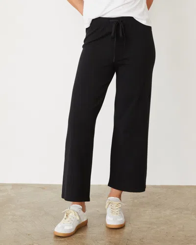 Monrow Light Soft Knit Crop Lounge Pant In Black