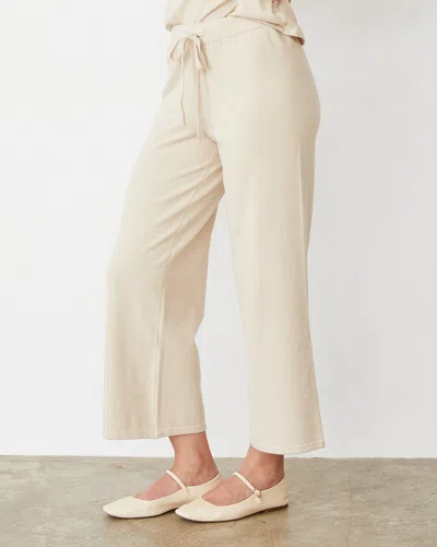 Monrow Light Soft Knit Crop Lounge Pant In Sand