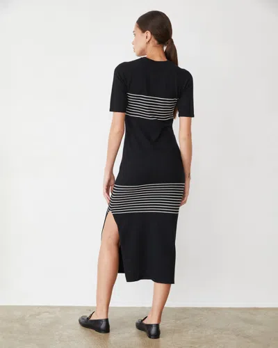 Monrow Light Soft Knit Stripe Dress In Black