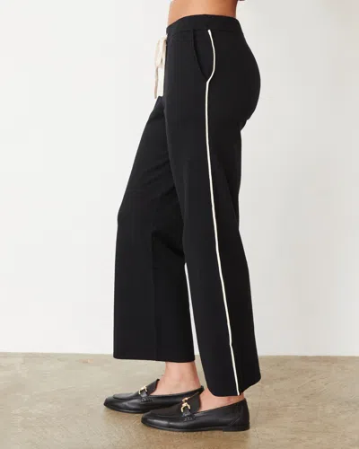 Monrow Lightknit Pant With Contrast Piping In Black