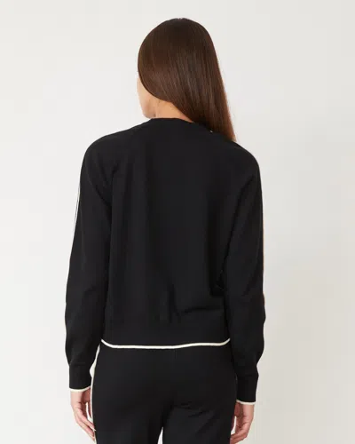 Monrow Lightknit Sweater With Contrast Piping In Black