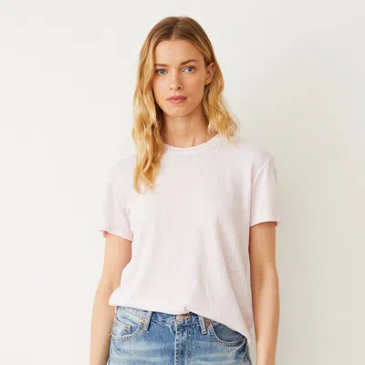 Monrow Linen Jersey Basic Crew Neck Tee In Pink Pearl