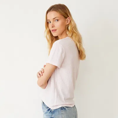 Monrow Linen Jersey Basic Crew Neck Tee In Pink Pearl