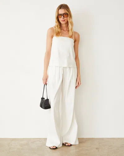Monrow Linen Wide Leg Pant In Pearl