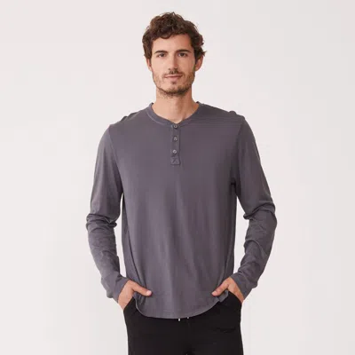 Monrow Archives Long Sleeve Henley In Vintage Black