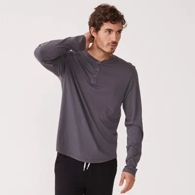 Monrow Archives Long Sleeve Henley In Vintage Black