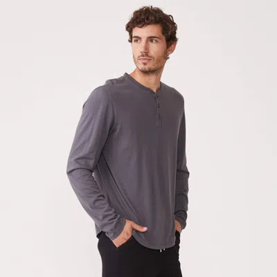 Monrow Archives Long Sleeve Henley In Vintage Black