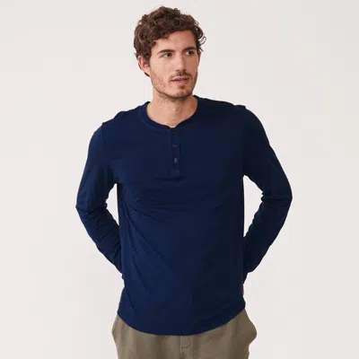 Monrow Archives Long Sleeve Henley In Navy Blue