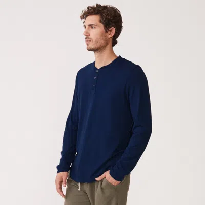 Monrow Archives Long Sleeve Henley In Navy Blue