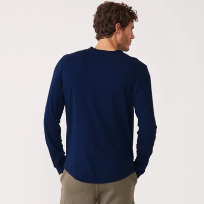 Monrow Archives Long Sleeve Henley In Navy Blue