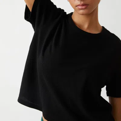 Monrow Mesh Athletic Tee In Black