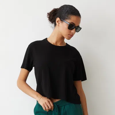 Monrow Mesh Athletic Tee In Black