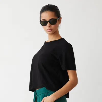 Monrow Mesh Athletic Tee In Black