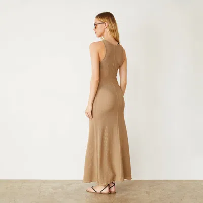 Monrow Mesh Maxi Dress In Beige In Croissant