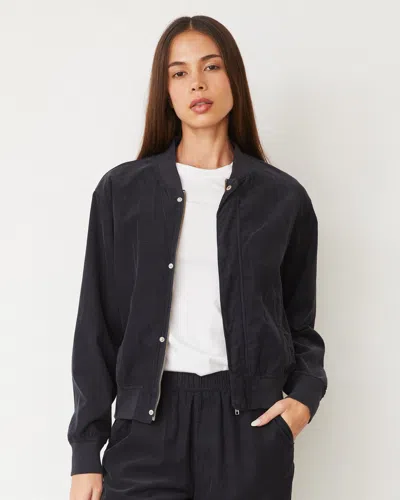 Monrow Mini Corduroy Bomber Jacket In Faded Black