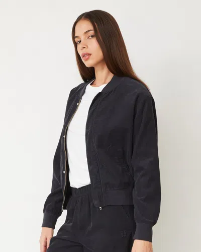 Monrow Mini Corduroy Bomber Jacket In Faded Black