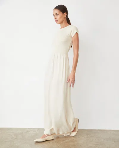 Monrow Mix Media Maxi Dress In Off White