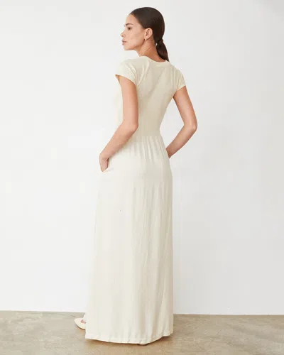 Monrow Mix Media Maxi Dress In Off White