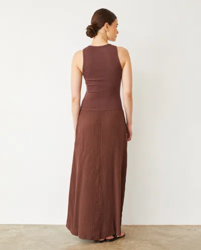 Monrow Mix Media Tank Maxi Dress In Mahogany