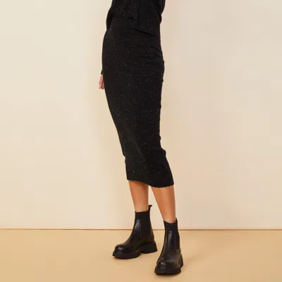 Monrow Neps Cashmere Pocket Midi Skirt In Black