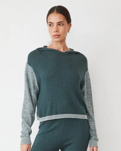 Monrow Organic Cotton Cashmere Hooded Sweater In Sea Moss