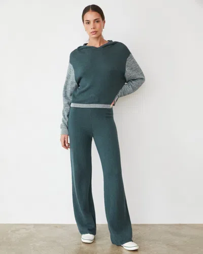 Monrow Organic Cotton Cashmere Hooded Sweater In Sea Moss