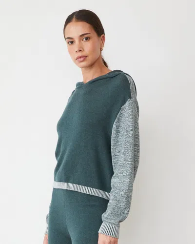 Monrow Organic Cotton Cashmere Hooded Sweater In Sea Moss