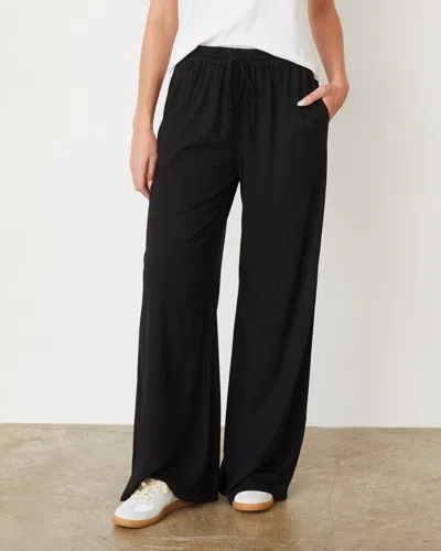 Monrow Organic Jersey Wide Leg Pant In Black