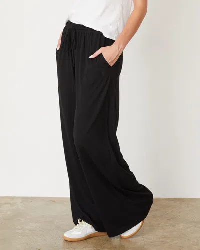 Monrow Organic Jersey Wide Leg Pant In Black