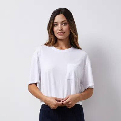 Monrow Organic Jersey Crop Pocket Tee In White