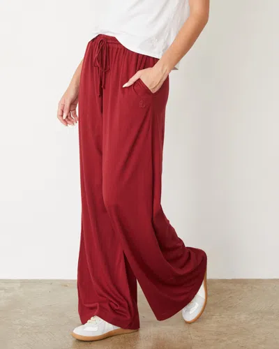 Monrow Organic Jersey Wide Leg Pant In Ruby