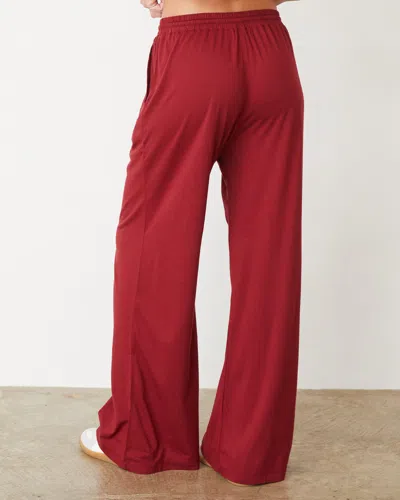 Monrow Organic Jersey Wide Leg Pant In Ruby