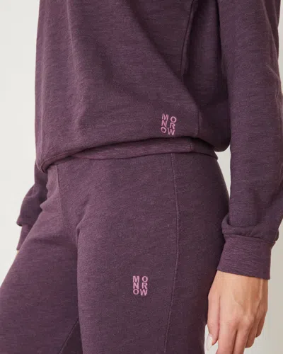 Monrow Original Fleece Flare Pant In Heathered Grape