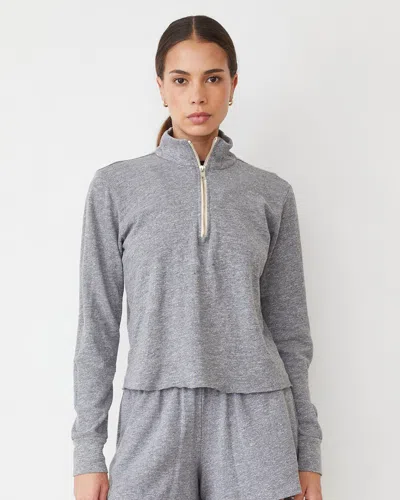 Monrow Original Fleece Half Zip Sweatshirt In Granite