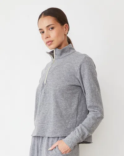 Monrow Original Fleece Half Zip Sweatshirt In Granite