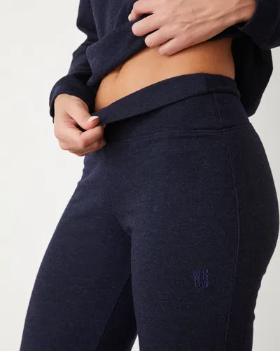 Monrow Original Fleece Flare Pant In Heathered Navy