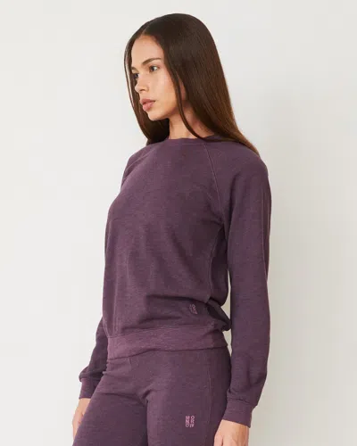 Monrow Original Fleece Vintage Raglan In Heathered Grape