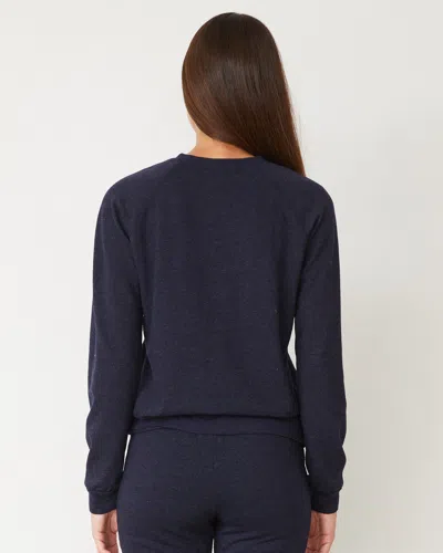 Monrow Original Fleece Vintage Raglan In Heathered Navy