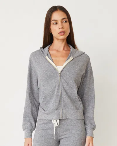 Monrow Original Fleece Zip Up Hoody In Granite
