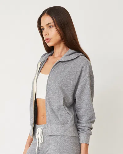 Monrow Original Fleece Zip Up Hoody In Granite