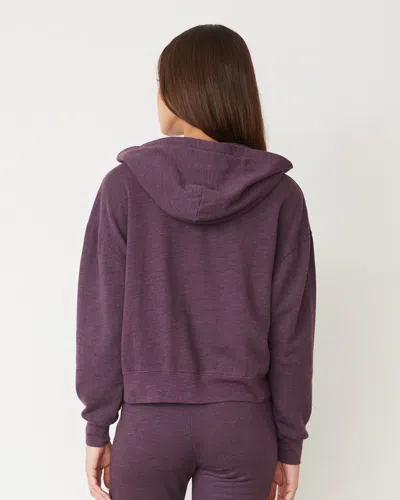Monrow Original Fleece Zip Up Hoody In Heathered Grape