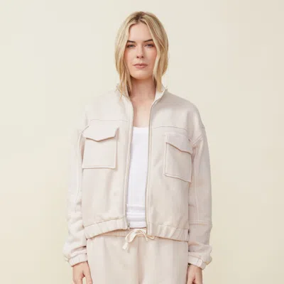 Monrow Seamed Bomber Jacket In Bone