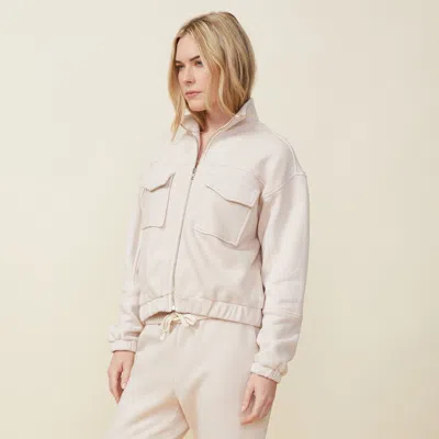 Monrow Seamed Bomber Jacket In Bone