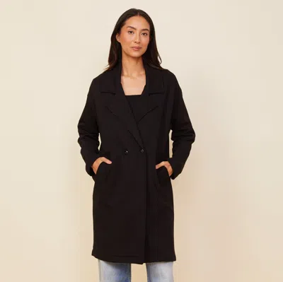 Monrow Seamed Fleece Coat In Black