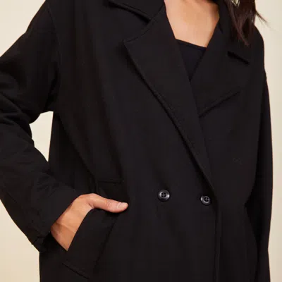 Monrow Seamed Fleece Coat In Black