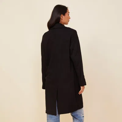 Monrow Seamed Fleece Coat In Black