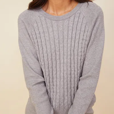 Monrow Soft Knit Cable Sweater In Heather Grey