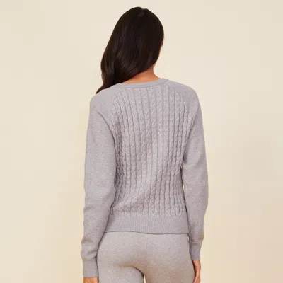 Monrow Soft Knit Cable Sweater In Heather Grey